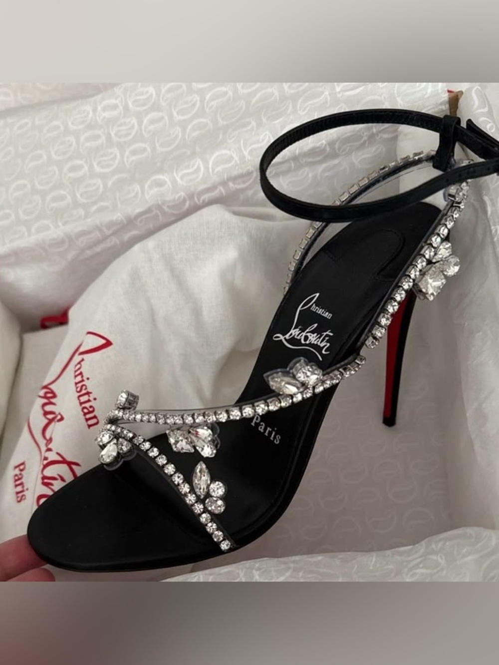 Christian Louboutin Black Crystal-Embellished Heels
